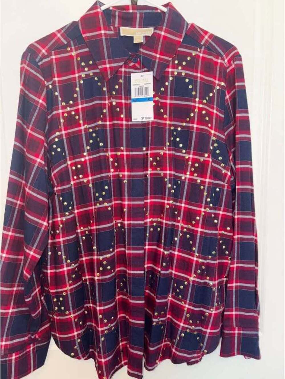 Michael Kors Studded Plaid Shirt new never worn!